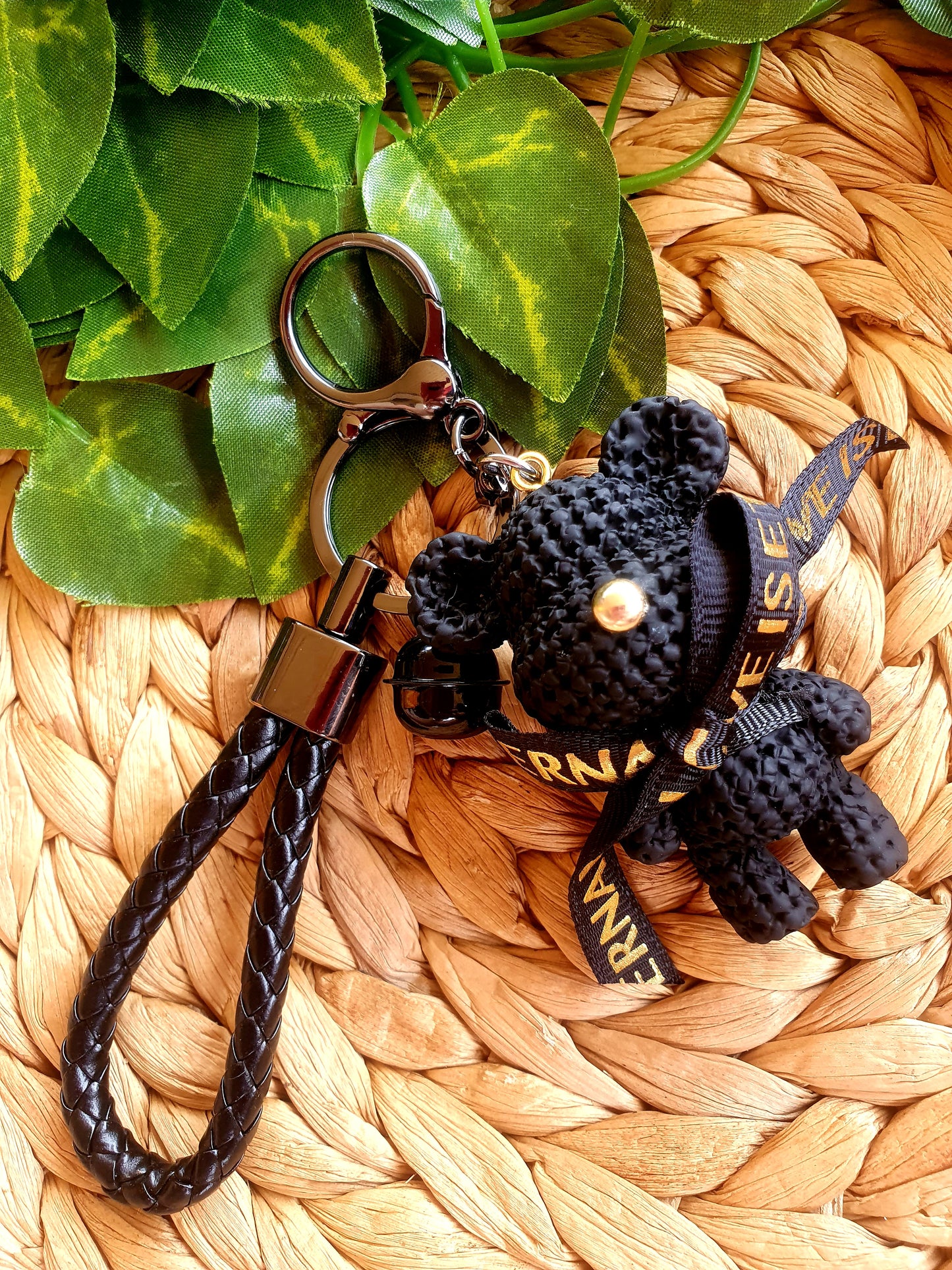 Cute Woven Love Bear Keyring with Wristlet - Amberleighs Designs