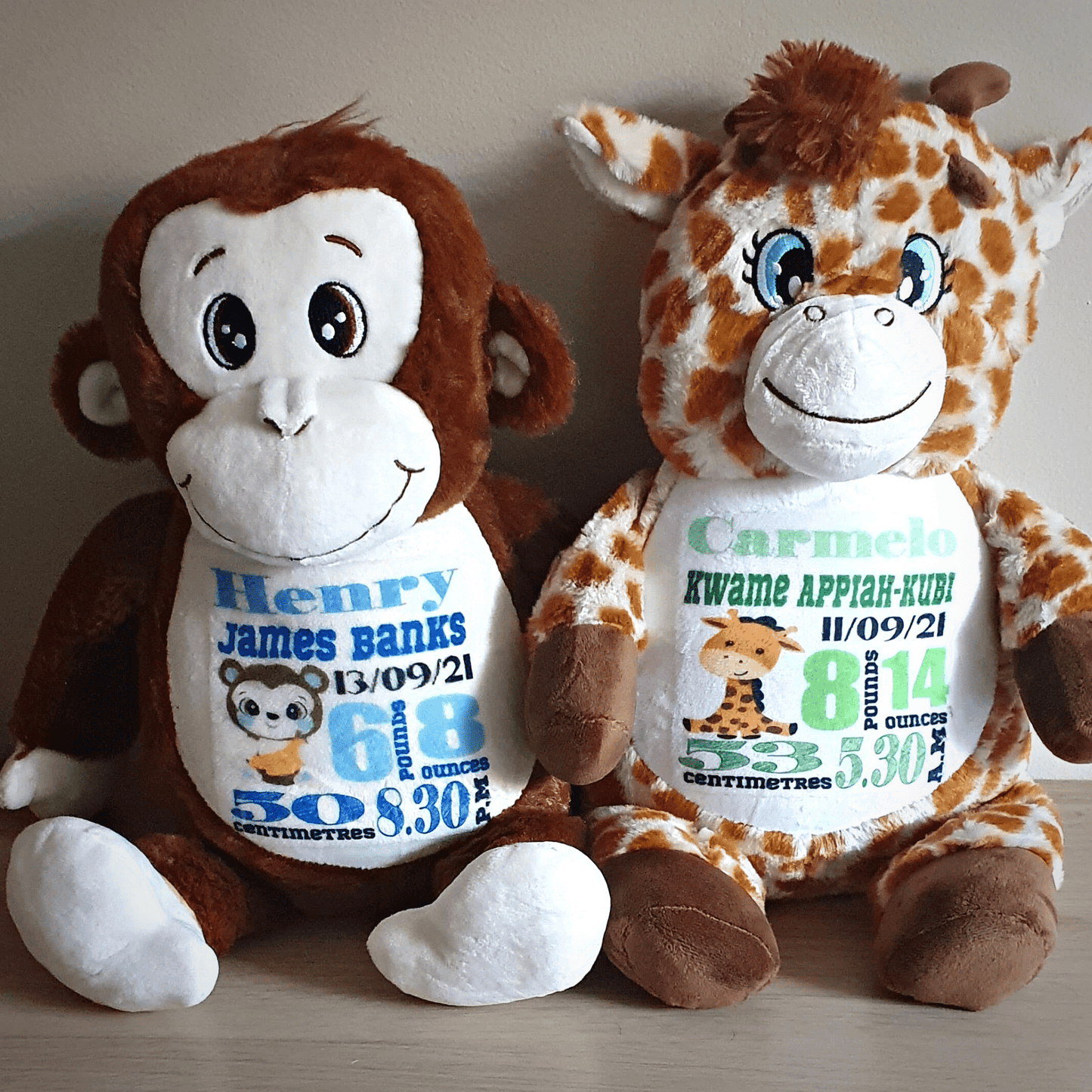 Personalised Baby Birth Announcement Plush | Various Designs - Amberleighs Designs