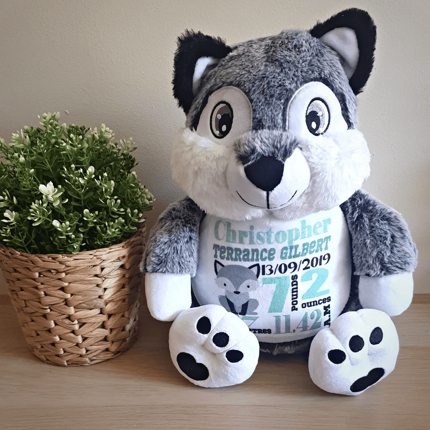 Personalised Baby Birth Announcement Plush | Various Designs - Amberleighs Designs