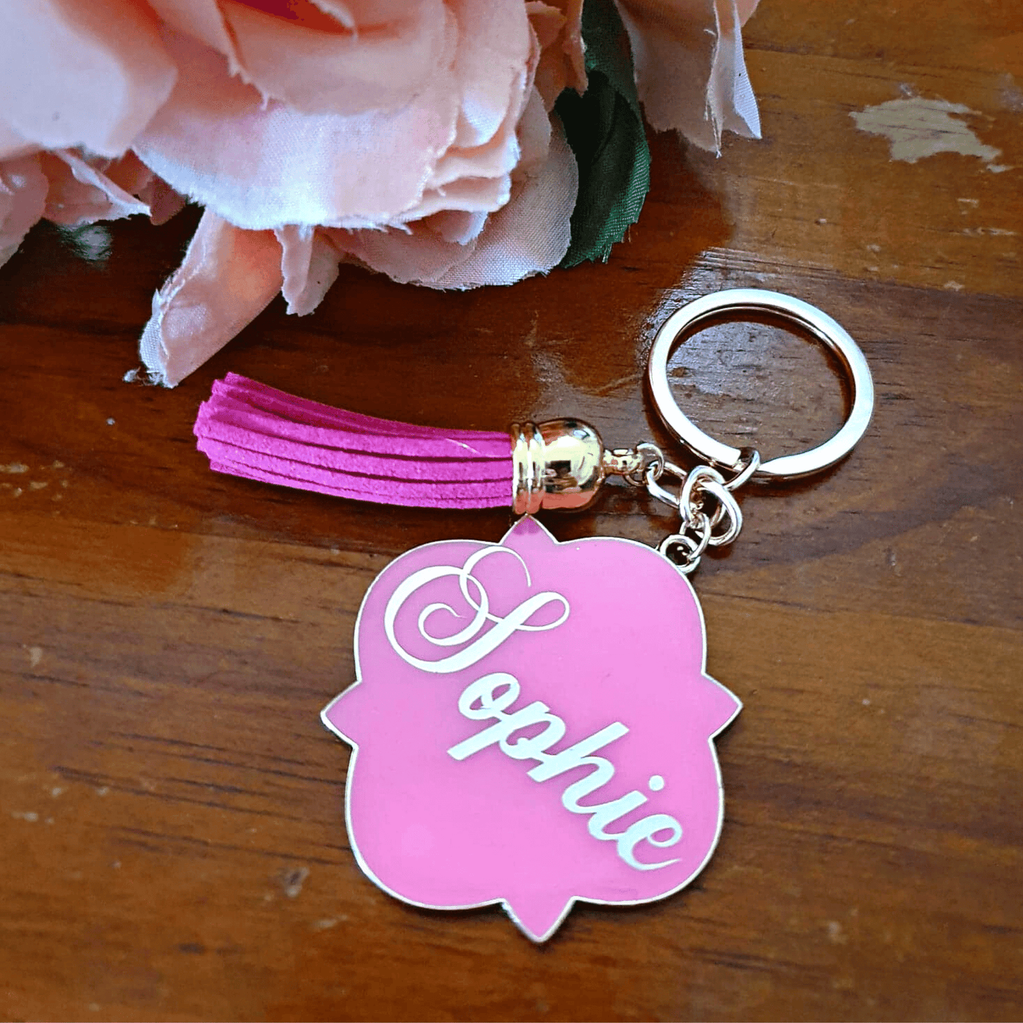 Enamel Personalised Tassle Keyring | Various Colours - Amberleighs Designs