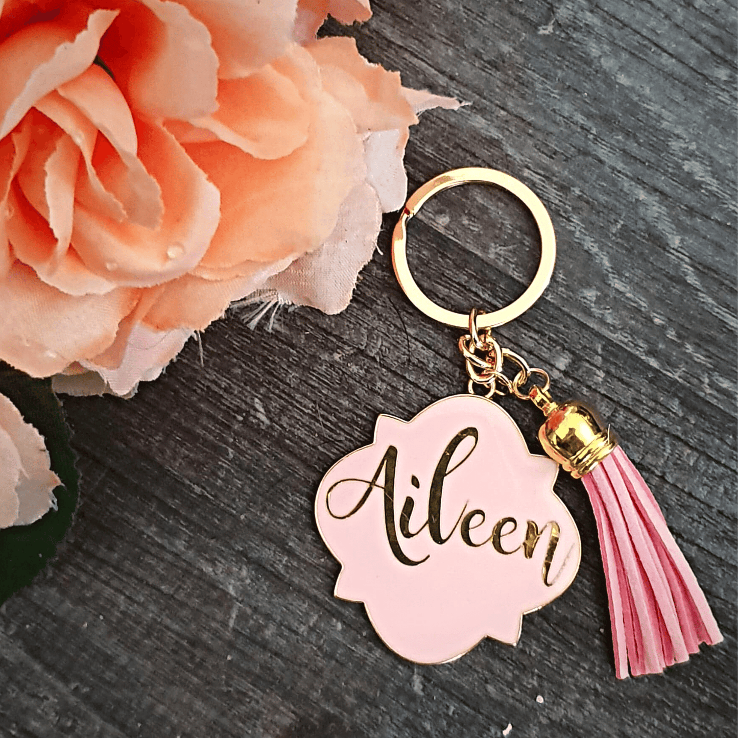 Enamel Personalised Tassle Keyring | Various Colours - Amberleighs Designs