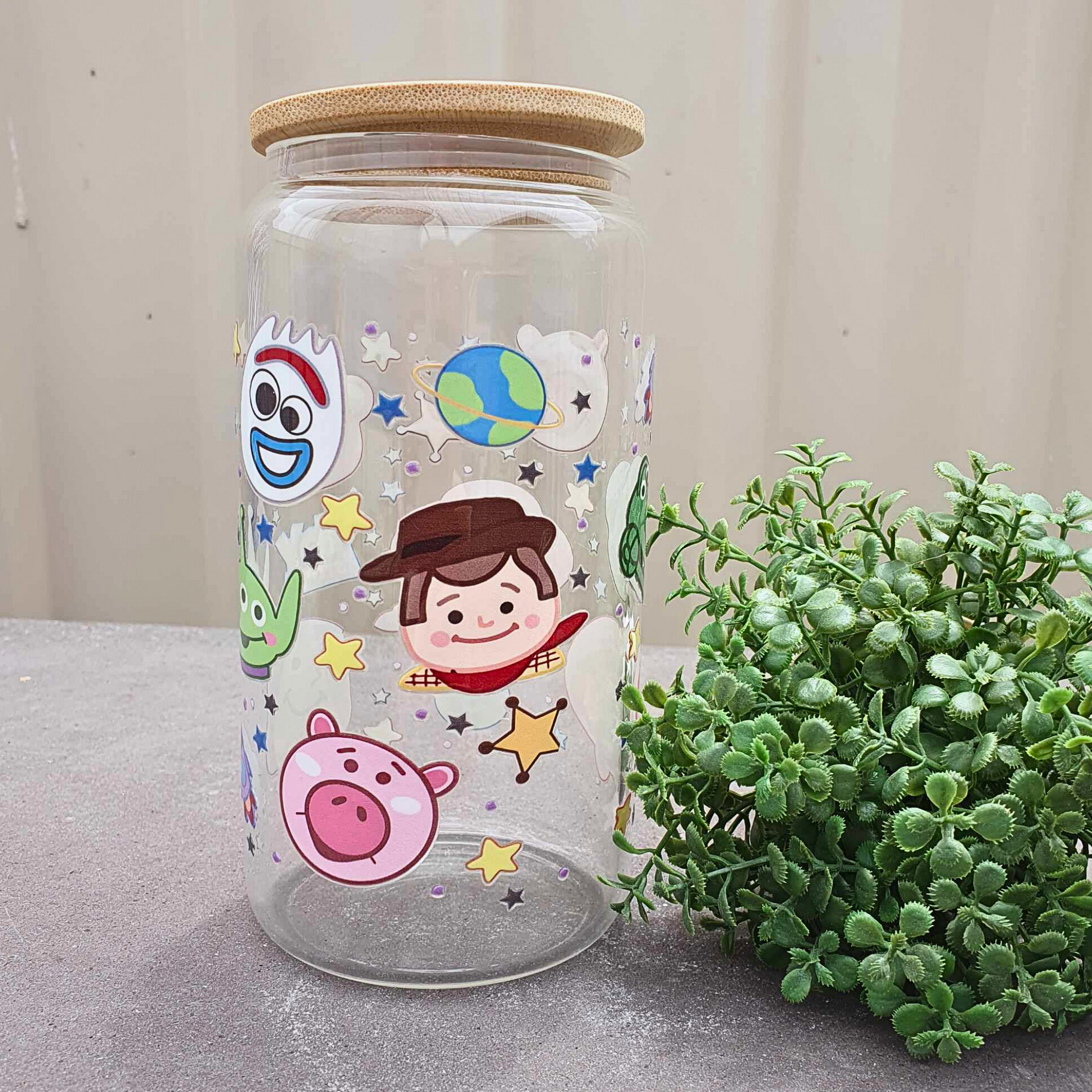 Toy Story Characters 16oz Clear Libby Glass Can 475ml (16oz) Tumbler Cup | Amberleighs Designs | Adelaide South Australia
