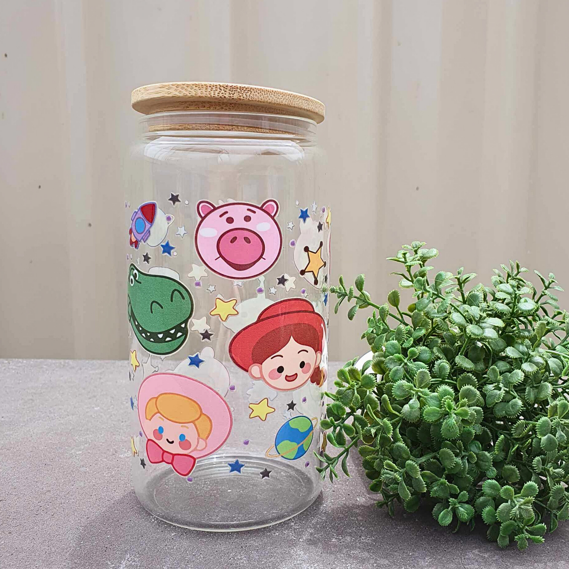 Toy Story Characters 16oz Clear Libby Glass Can 475ml (16oz) Tumbler Cup | Amberleighs Designs | Adelaide South Australia