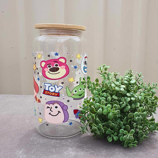 Toy Story Characters 16oz Clear Libby Glass Can 475ml (16oz) Tumbler Cup | Amberleighs Designs | Adelaide South Australia