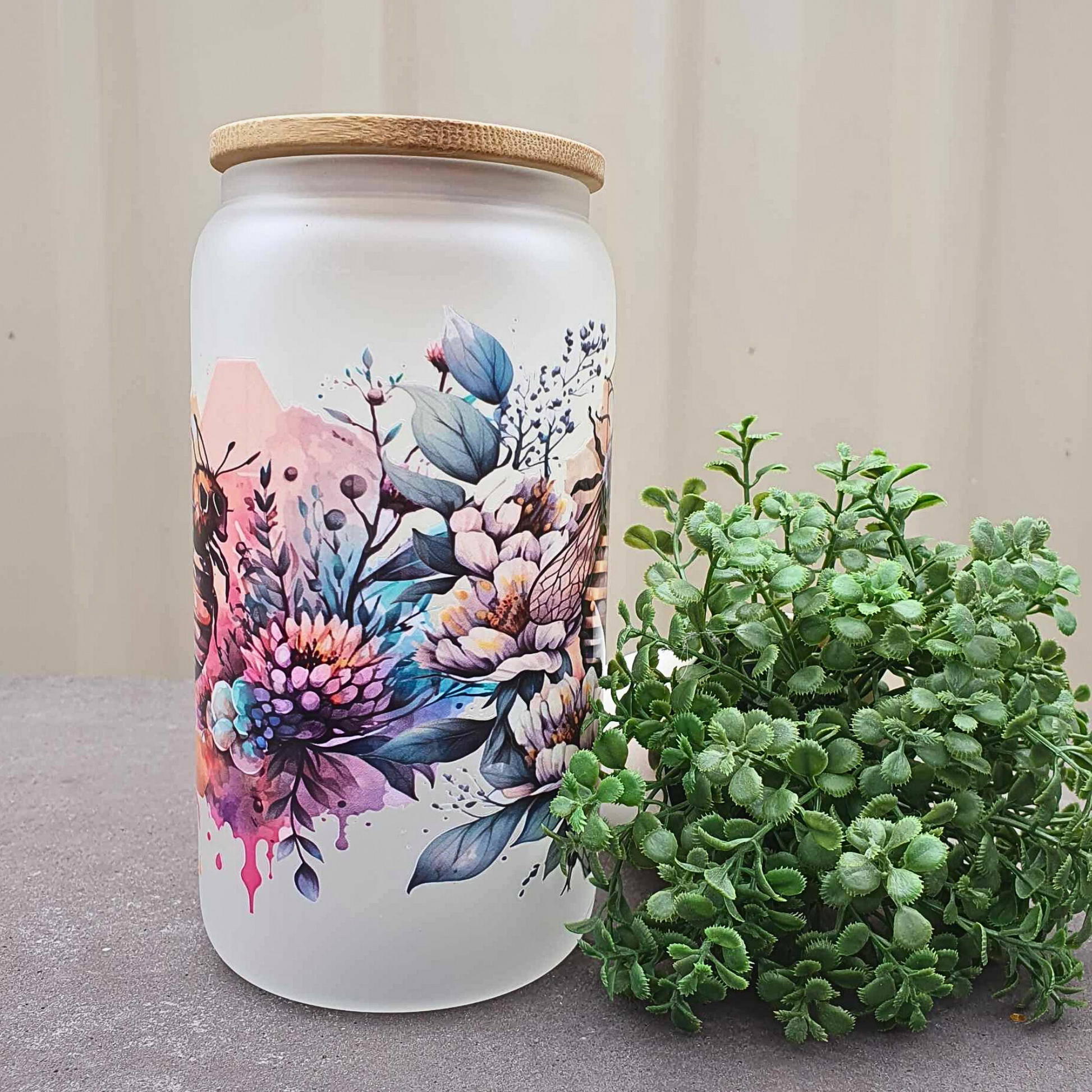 Bee 16oz Frosted Libby Glass Can 475ml (16oz) Tumbler Cup | Amberleighs Designs | Adelaide South Australia