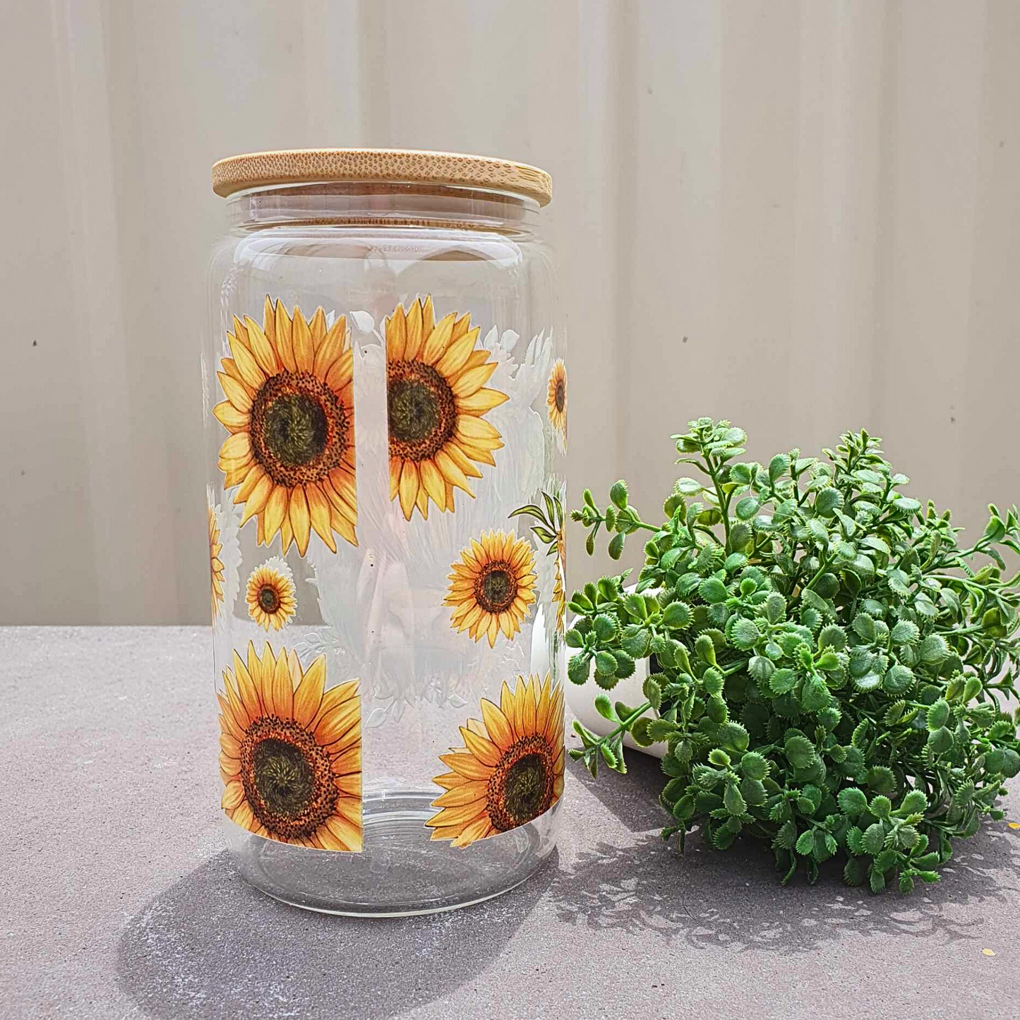 Sunflower Highland Cow 16oz Frosted Libby Glass Can 475ml (16oz) Tumbler Cup | Amberleighs Designs | Adelaide South Australia