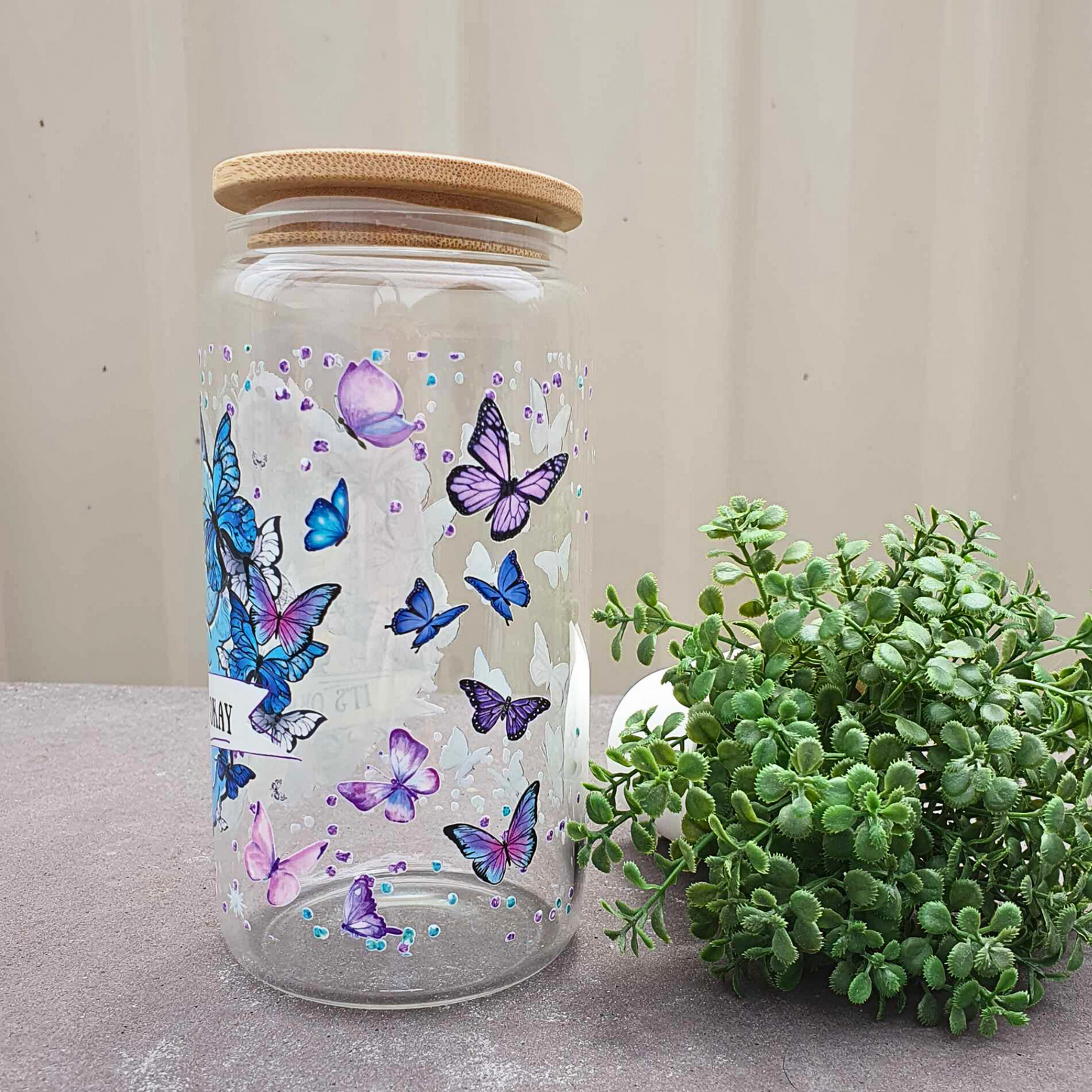 It's Okay, Not To Be Okay16oz Clear Libby Glass Can 475ml (16oz) Tumbler Cup | Amberleighs Designs | Adelaide South Australia