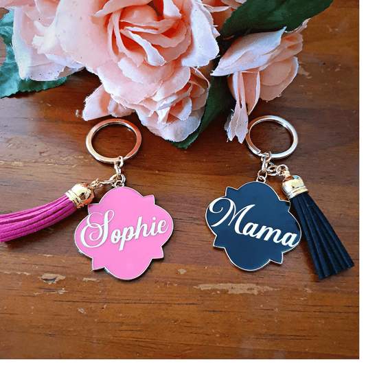 Enamel Personalised Tassle Keyring | Various Colours - Amberleighs Designs