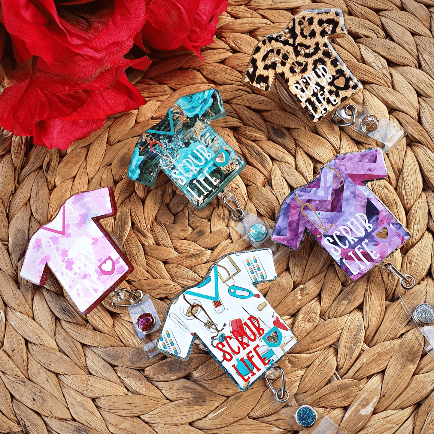 Scrub Life Nurse/Medical Top Badge Reel | Various Colours Available - Amberleighs Designs