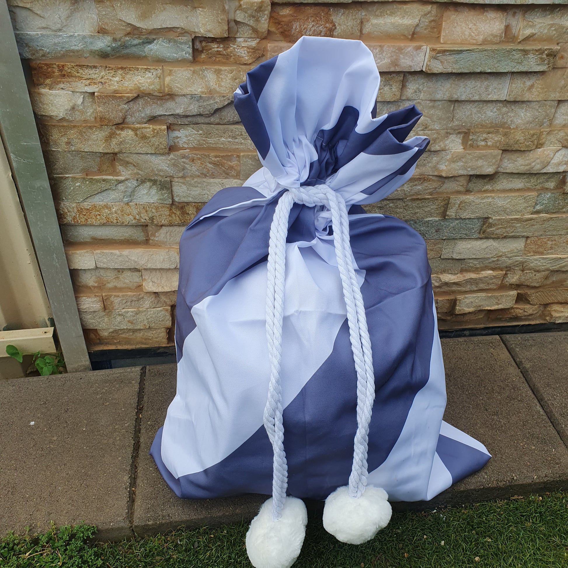Deluxe Striped Pom Pom Santa Sack - Various Colours Available - Amberleighs Designs
