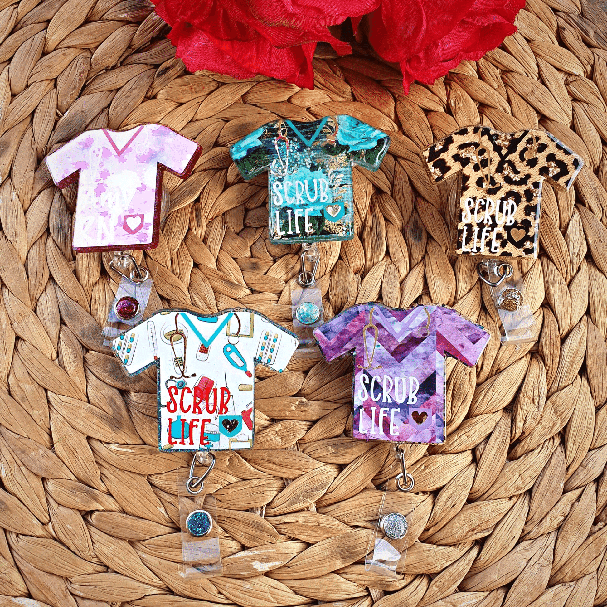 Scrub Life Nurse/Medical Top Badge Reel | Various Colours Available - Amberleighs Designs