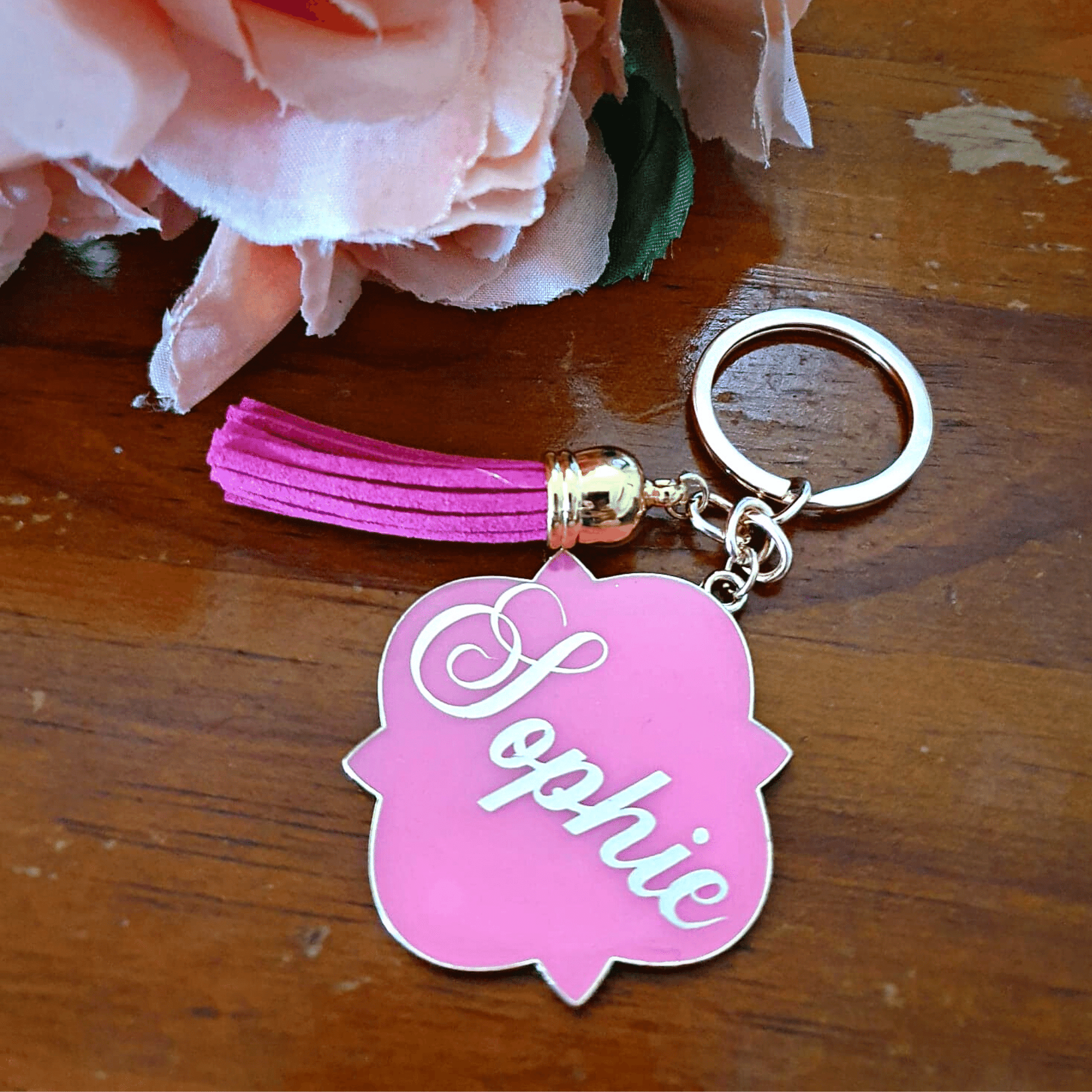 Enamel Personalised Tassle Keyring | Various Colours - Amberleighs Designs