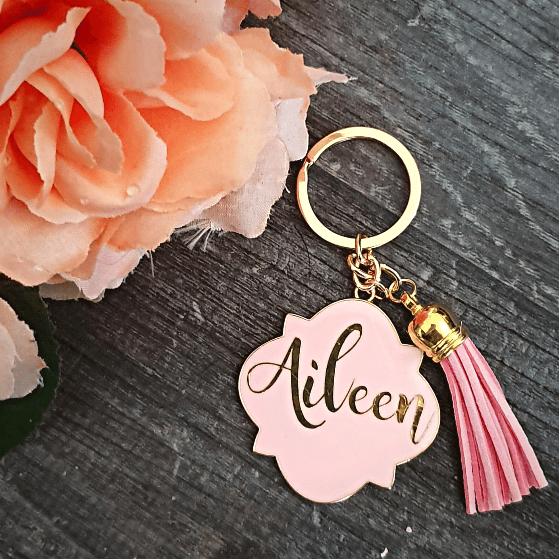 Enamel Personalised Tassle Keyring | Various Colours - Amberleighs Designs