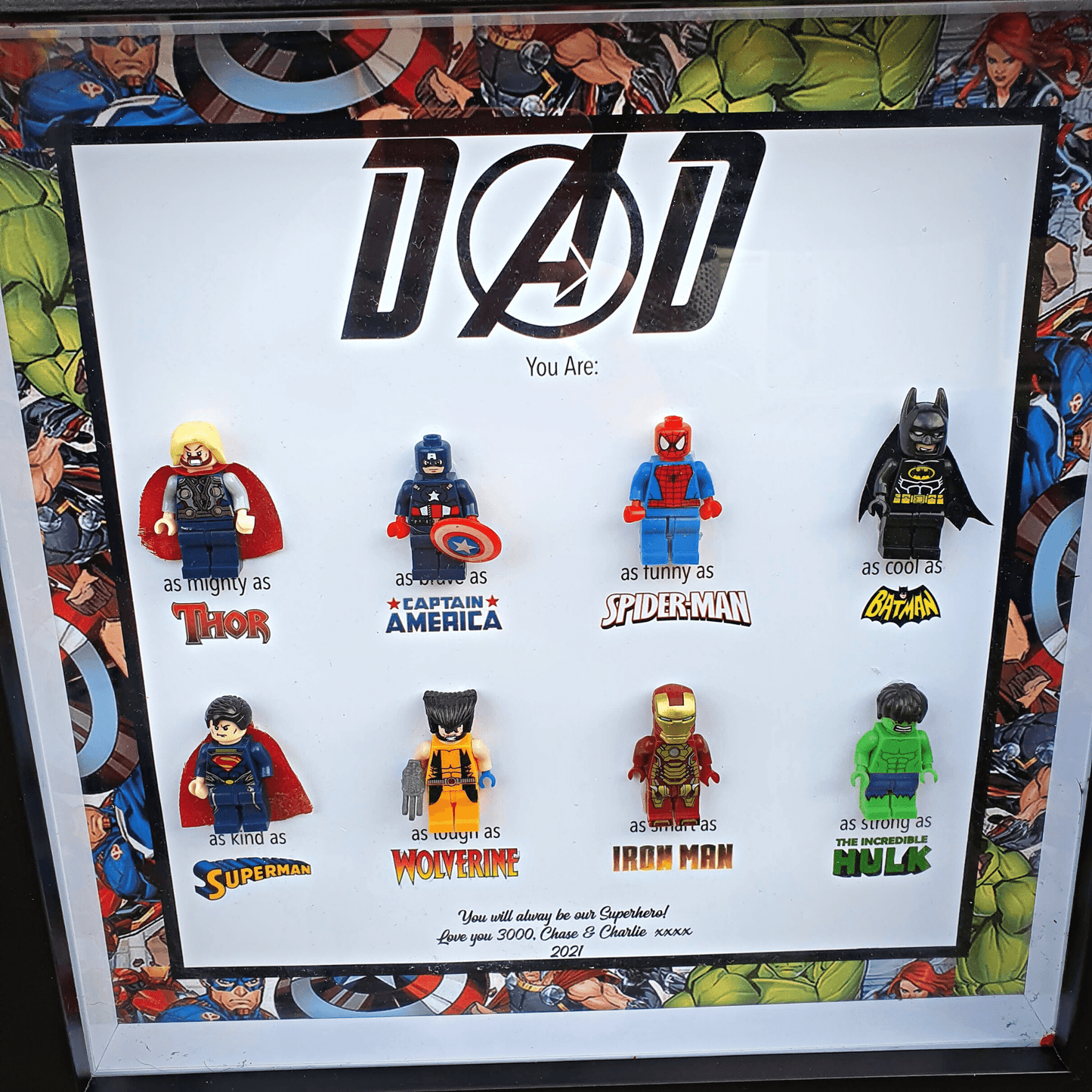 Dad Superhero Mini Lego Figurine Photo Frame - Amberleighs Designs