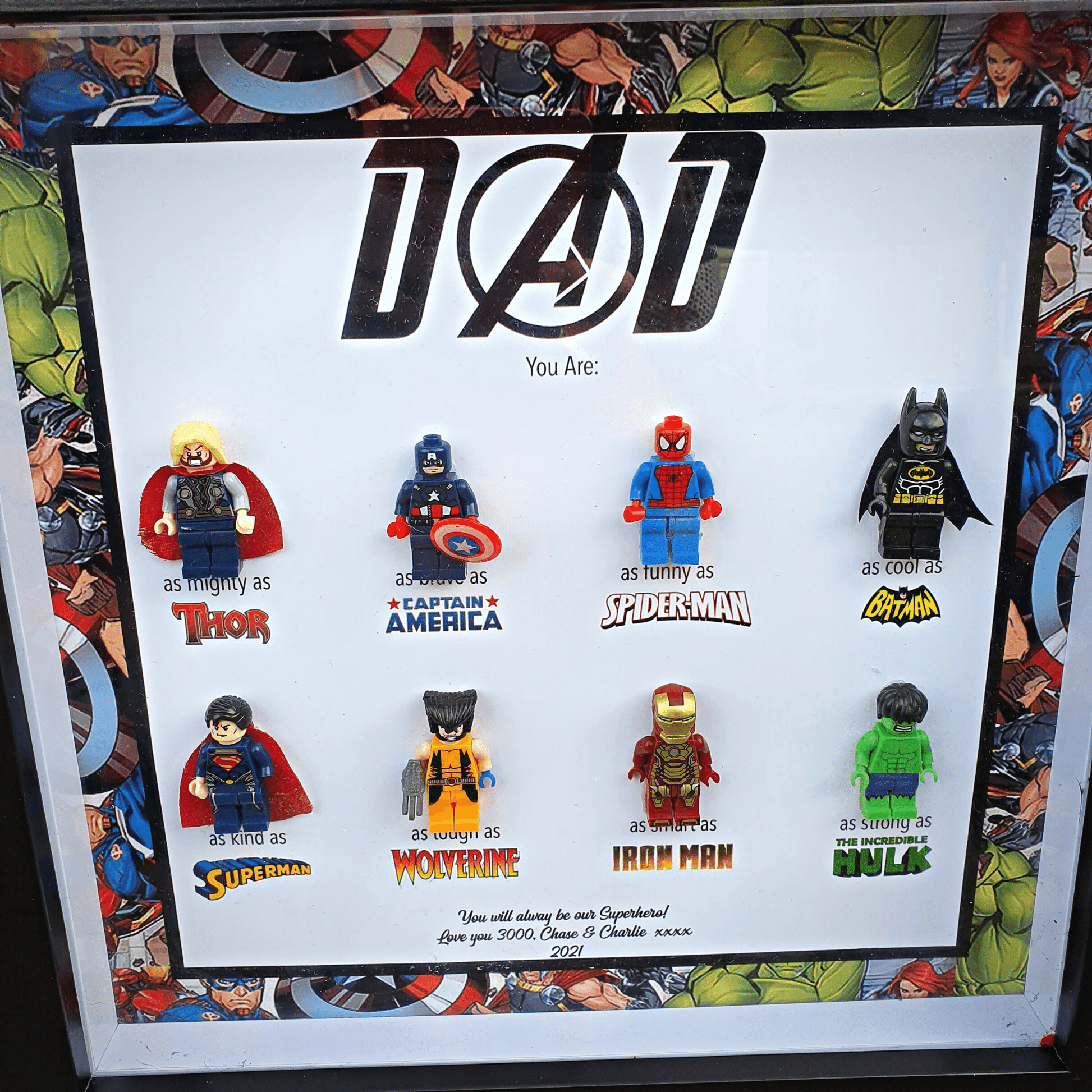Dad Superhero Mini Lego Figurine Photo Frame - Amberleighs Designs