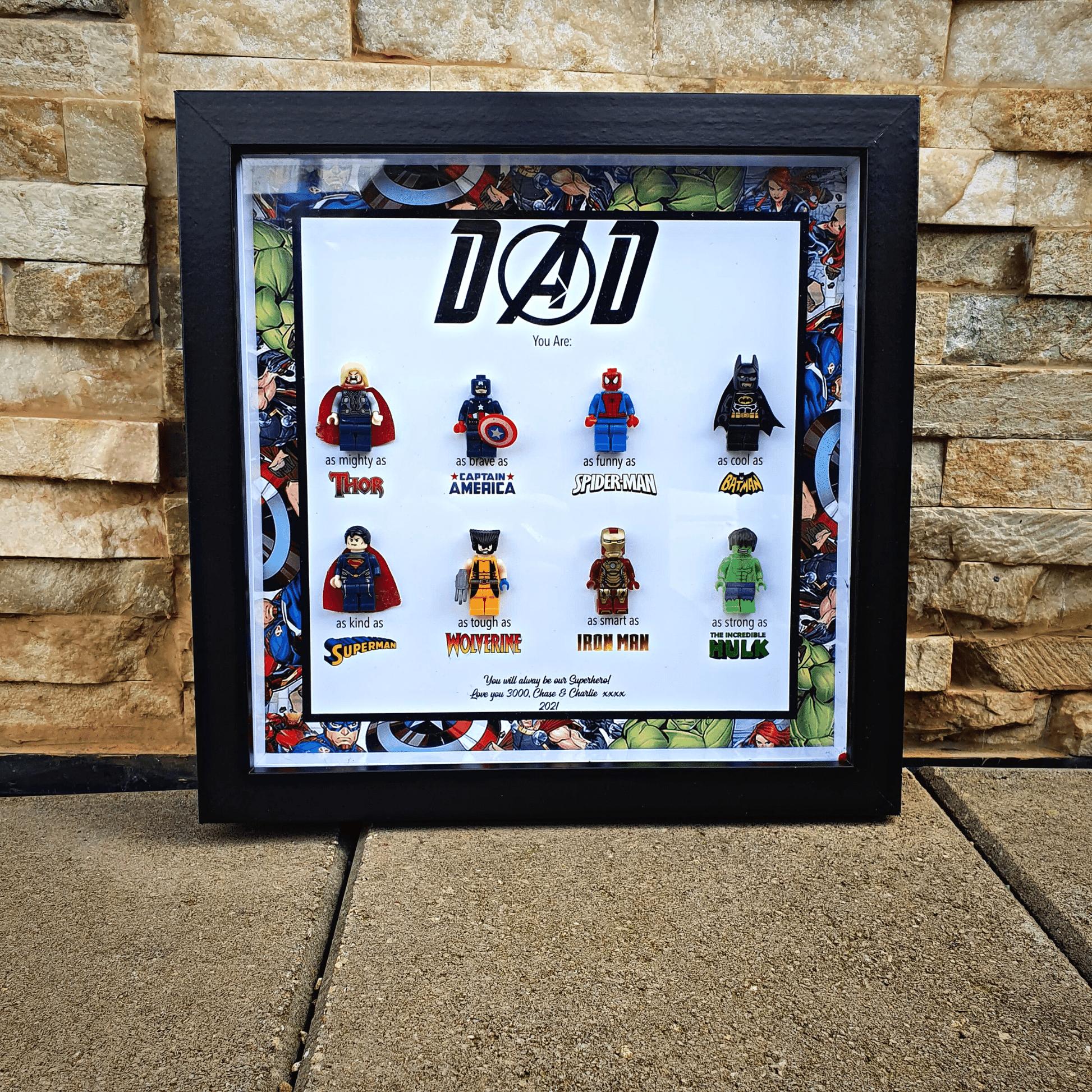 Dad Superhero Mini Lego Figurine Photo Frame - Amberleighs Designs