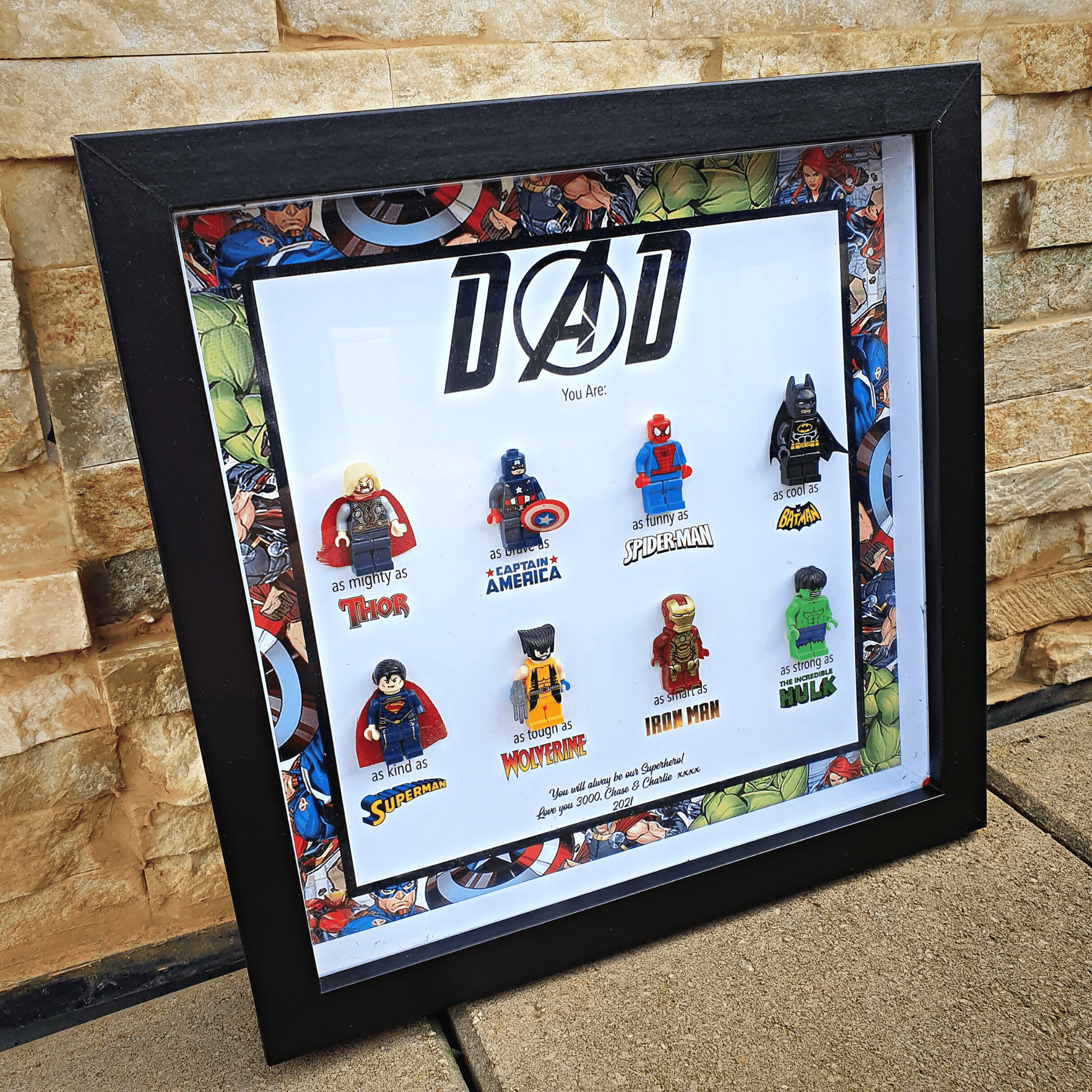 Dad Superhero Mini Lego  Figurine Photo Frame - Amberleighs Designs